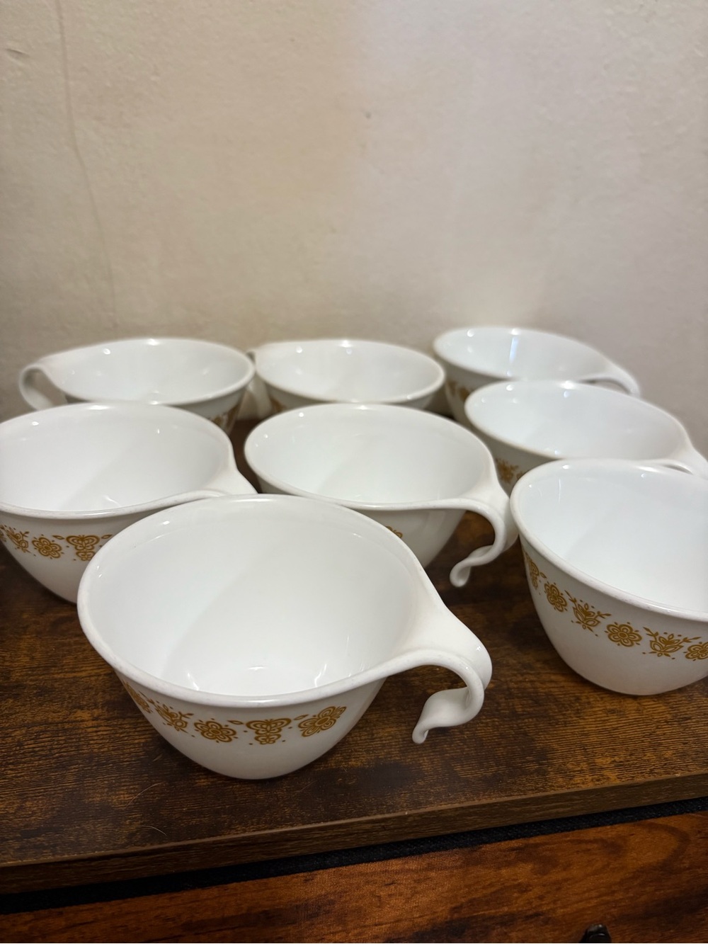 VTG Corelle golden butterfly tea/coffee cups *hook handles* set of 8